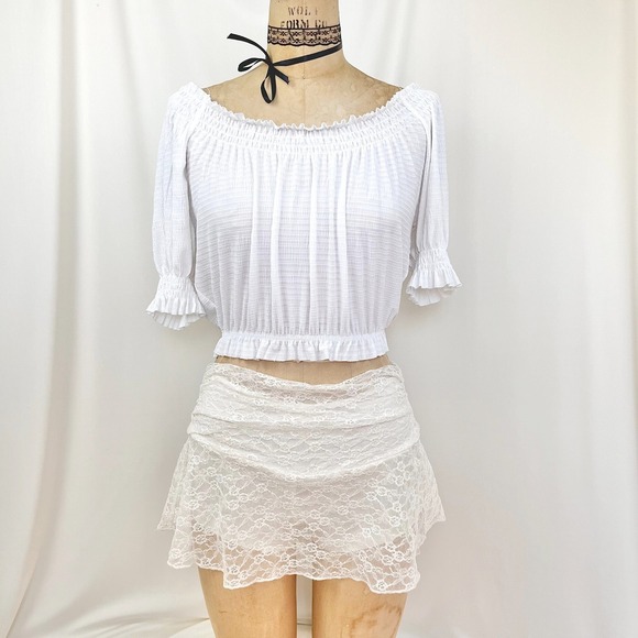 Ethereal Zara Peasant Top Off Shoulder Cottegecore Dainty Angelic Fairy Size S - Picture 2 of 12